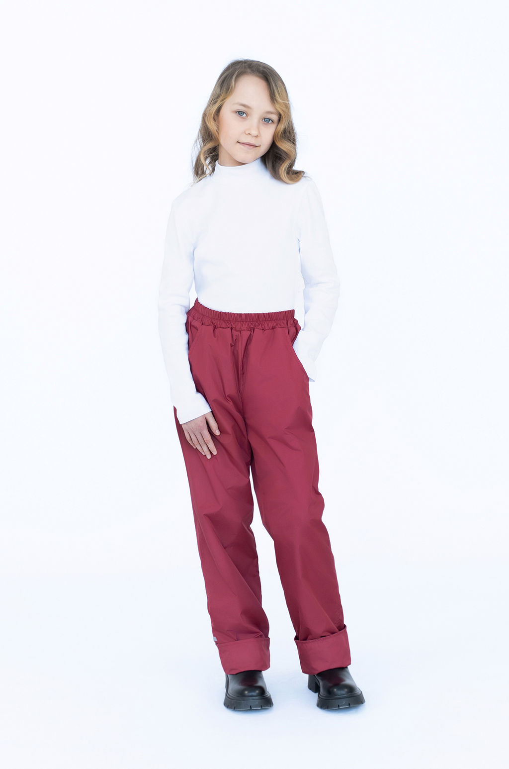 Брюки на поясе демисезонные бордовые