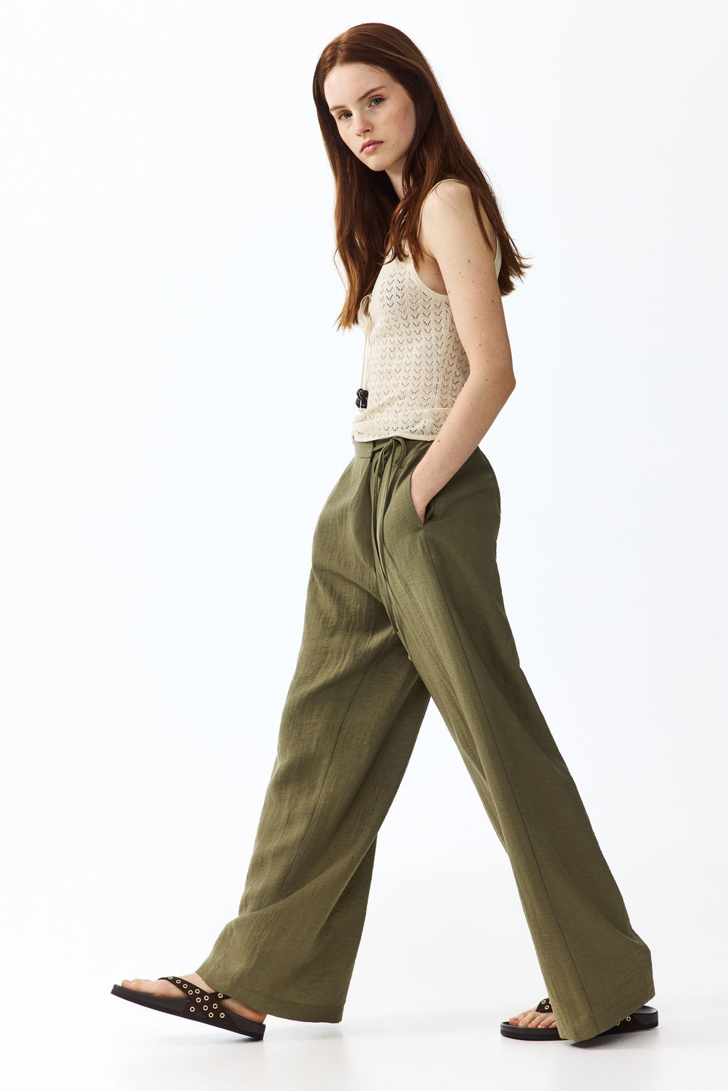 Pantal?n cruzado en mezcla de lino - H&m фото 4