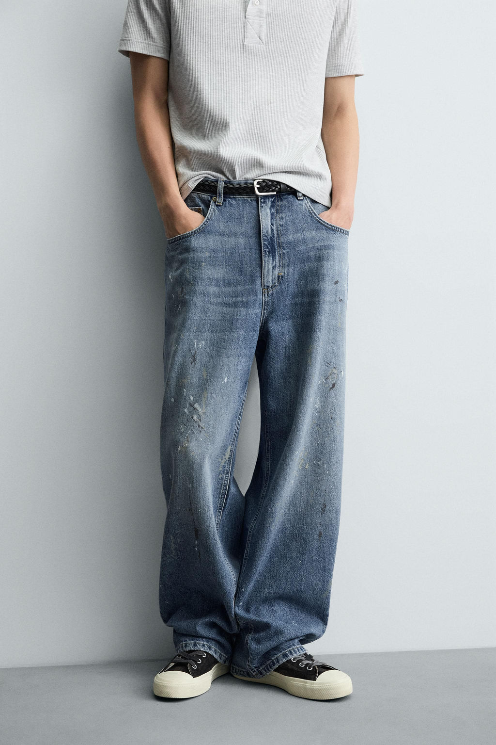 BAGGY FIT JEANS WITH PAINT SPLATTER - Zara фото 6