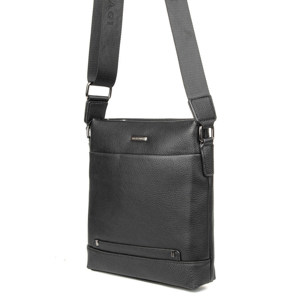 7538-1 black, Мужская кожаная сумка "мессенджер", Barcelo Biagi