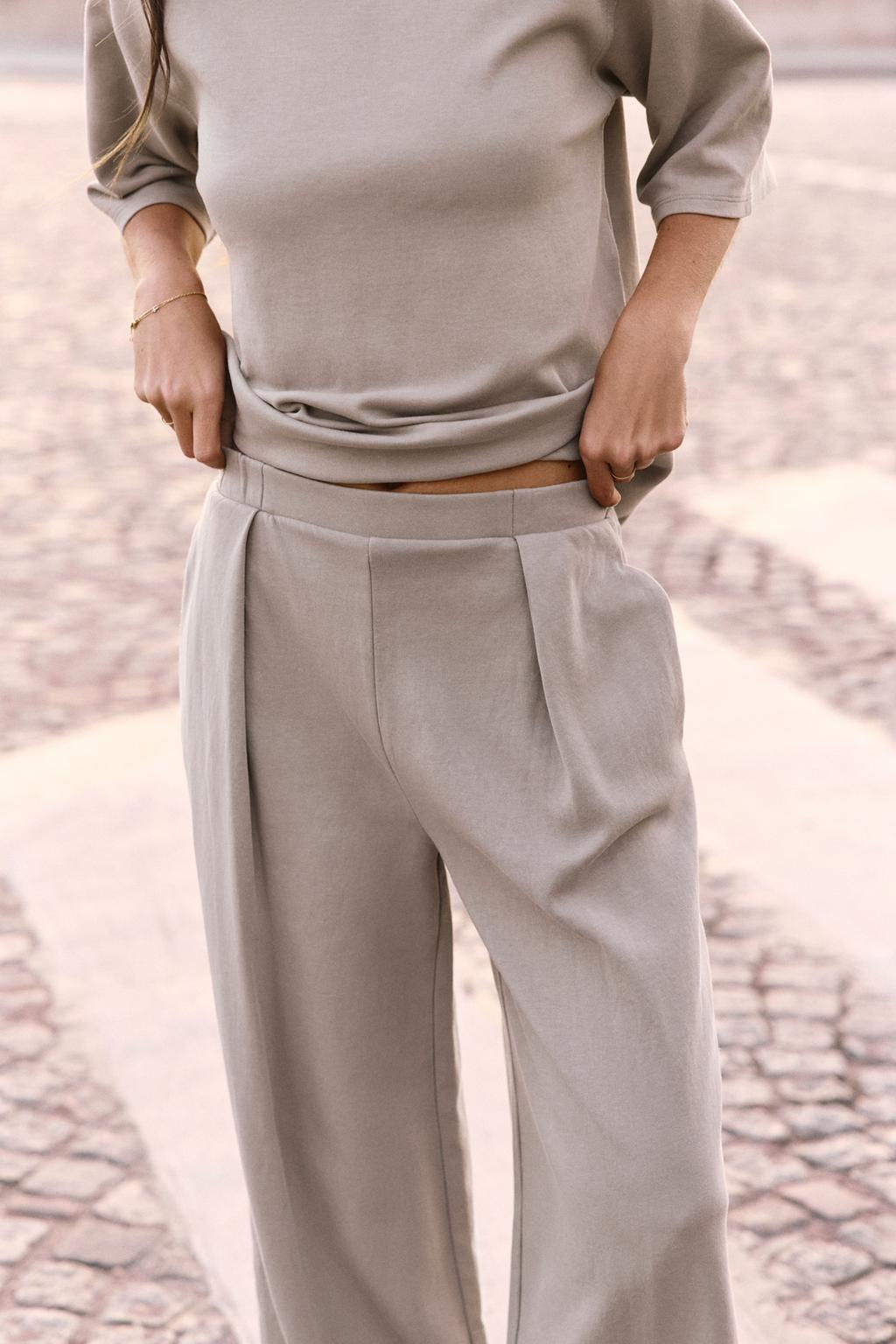 WASHED-EFFECT INTERLOCK TROUSERS - Zara фото 3