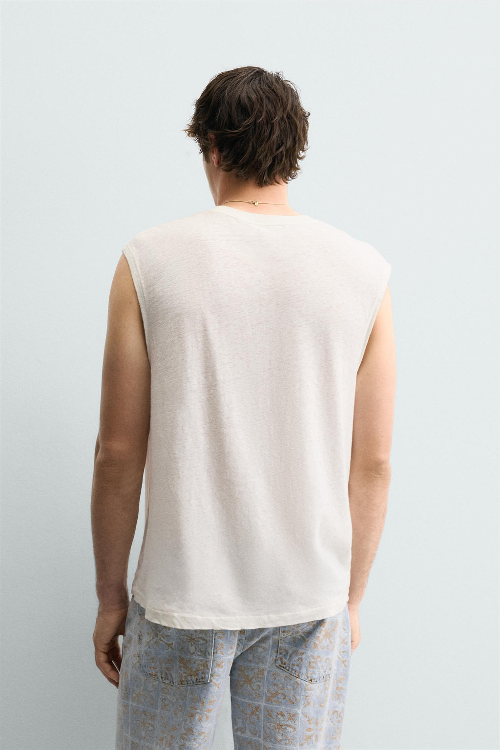 CAMISETA TANK ALGOD?N - LINO PARCHE / Blanco