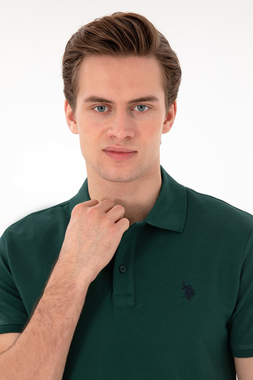 Erkek Slim Fit Polo Yaka Koyu Ye_il Basic Ti__rt Sepette S_rpriz _ndirim - U.s. polo assn фото 2