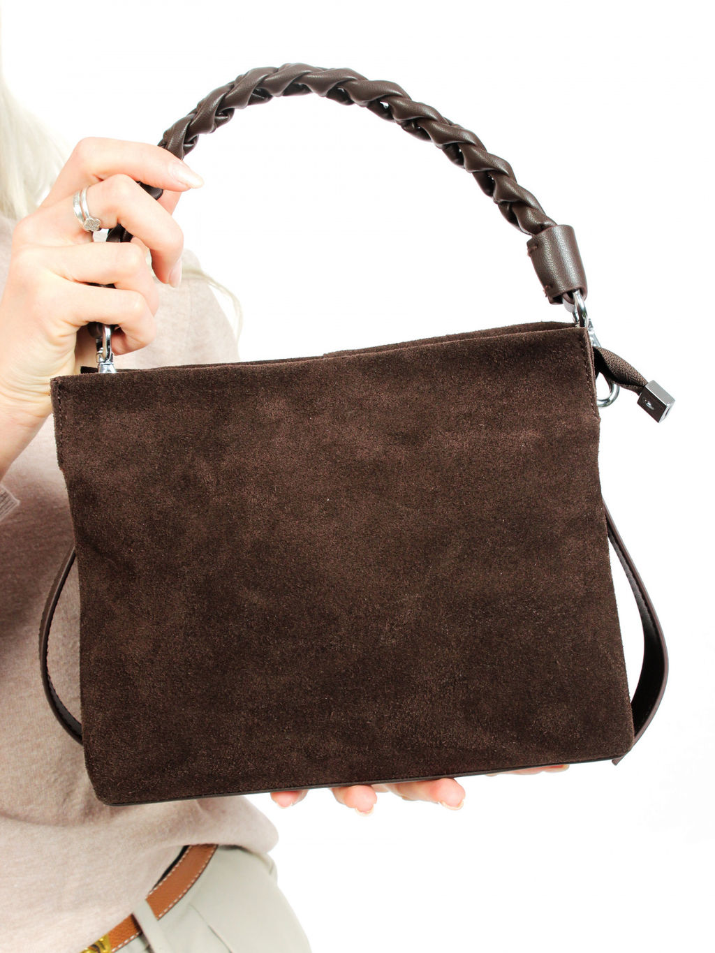LACCOMA сумка АУ4684-Ф-коричневый натуральная замша хлопок  фото 7