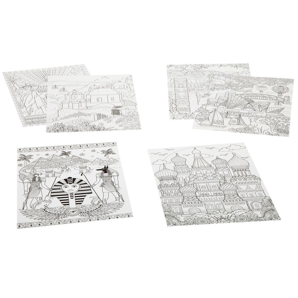 Набор раскрасок антистресс BONDIBON, Достопримечательности мира, 6 листов 30х21 см, арт. CPA2308V