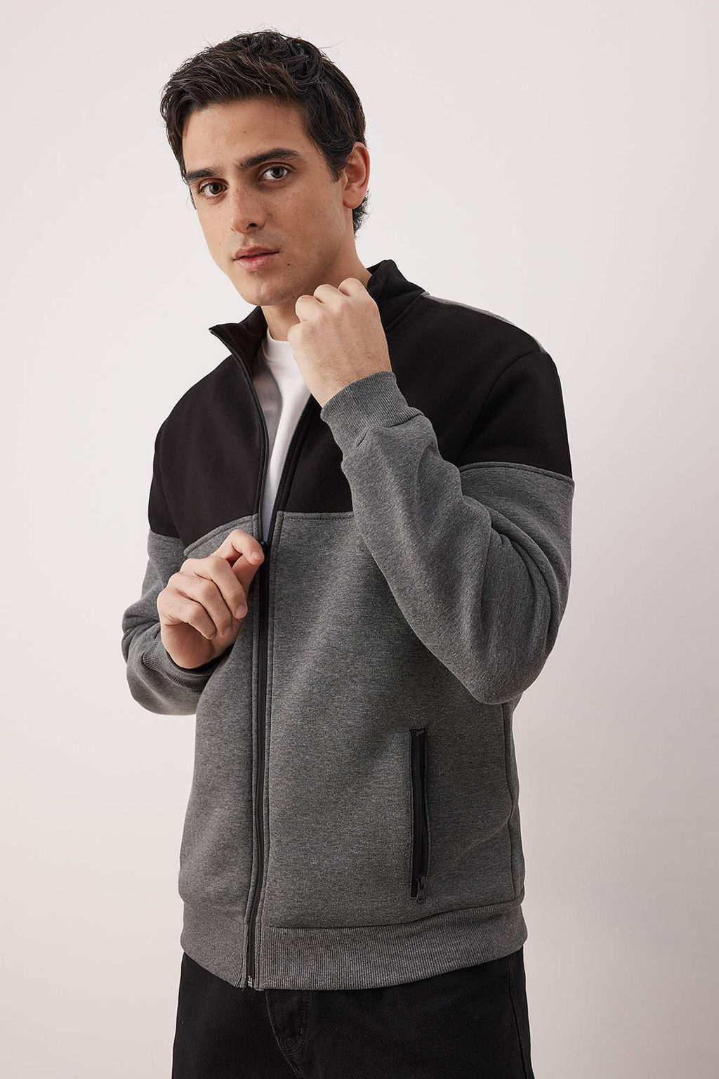TRENDYOL MAN Lacivert-Gri Melanj Regular Fit Uzun Kollu Dik Yaka Fermuarl? Sweatshirt TMNAW22SW0720 - Trendyolmilla фото 23