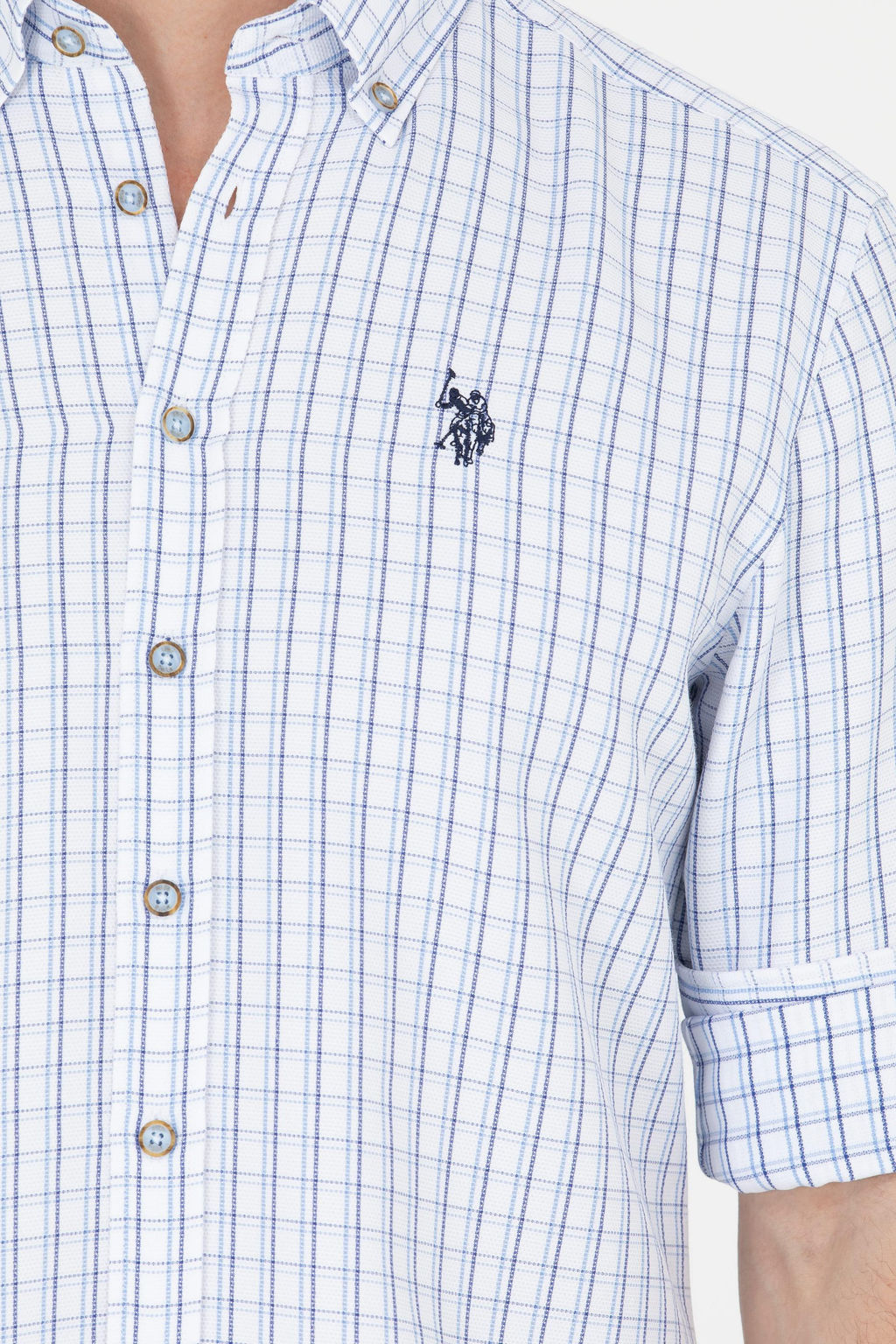 U. S. Polo Assn Мужская синяя рубашка в клетку - U.s. polo assn фото 7