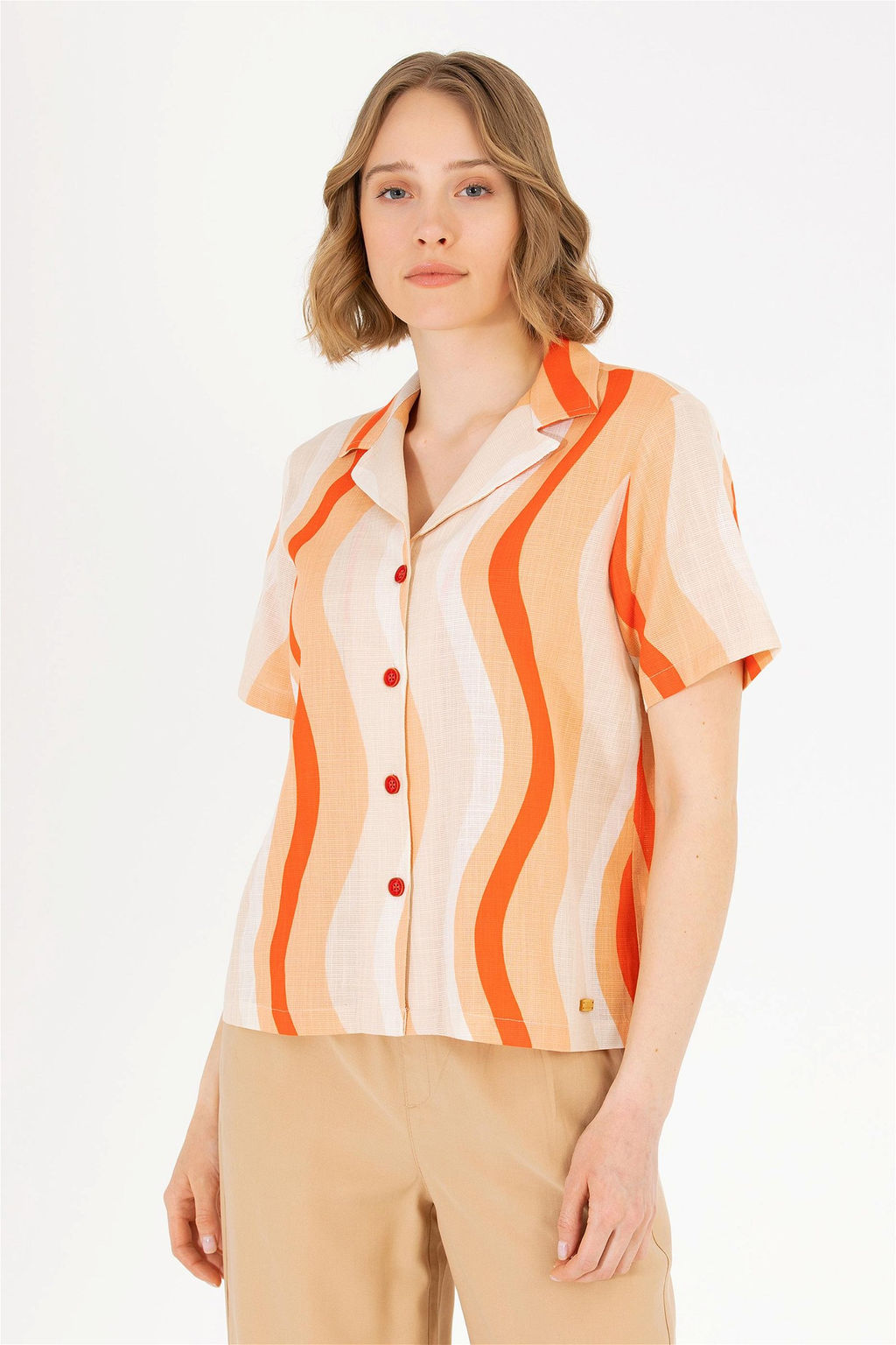 Женская красная рубашка с коротким рукавом - U.s. polo assn фото 8