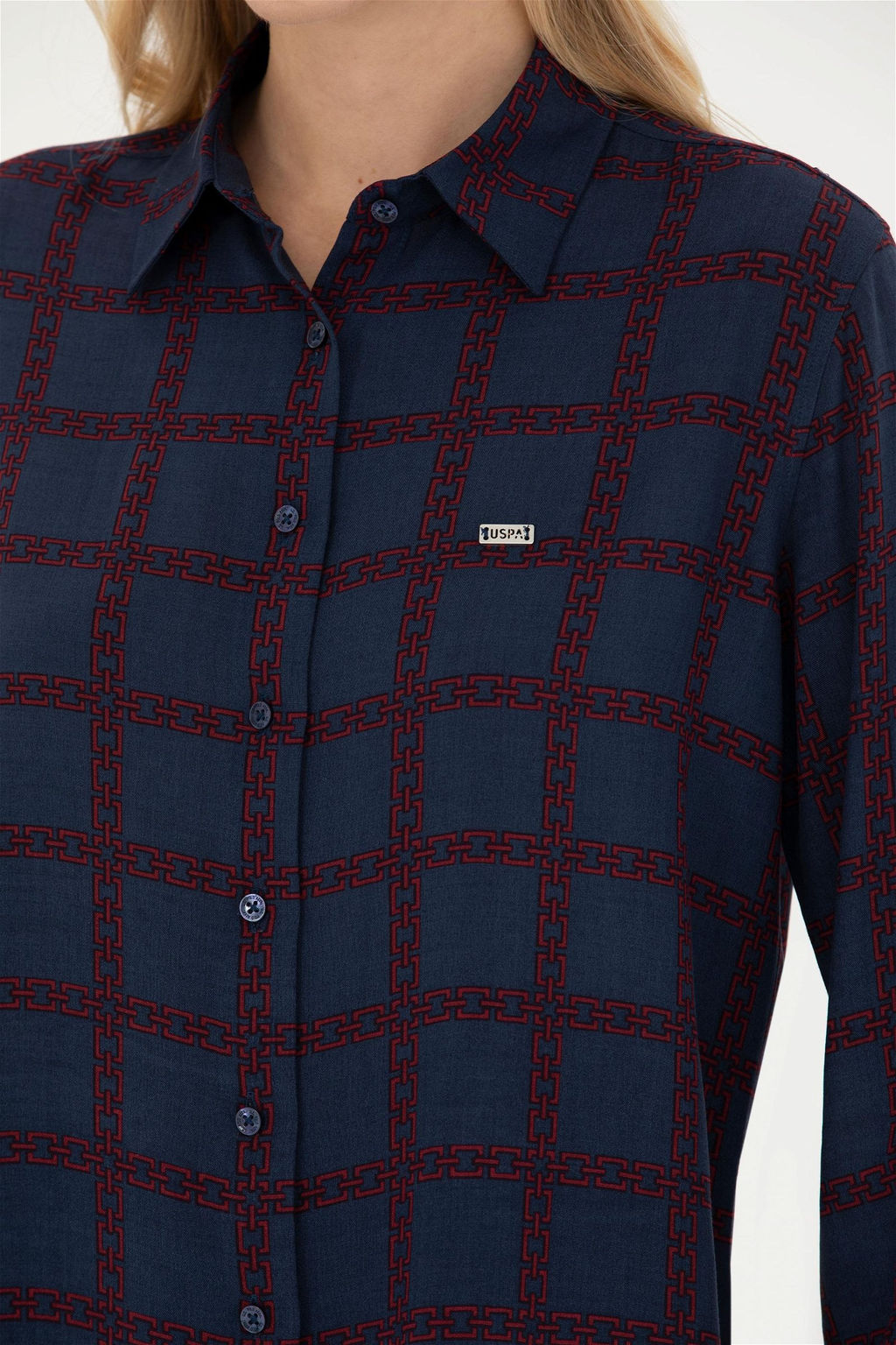 Женская темно-синяя рубашка с длинным рукавом Неожиданная скидка в корзине - U.s. polo assn фото 7