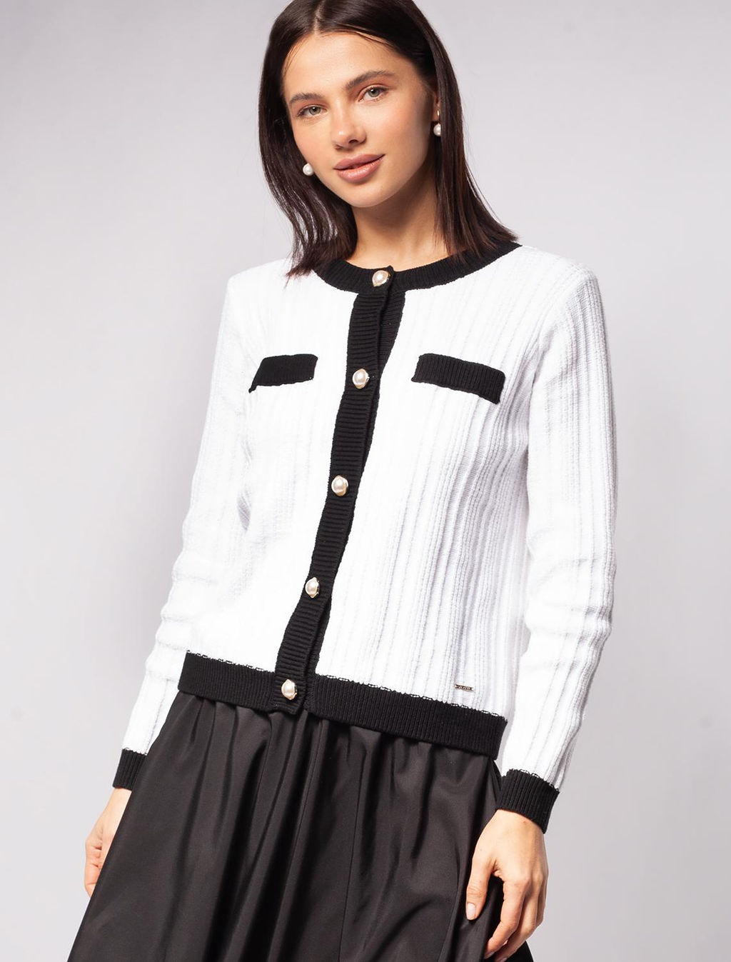 VILATTE / Жакет фактурной вязки с золотистыми пуговицами