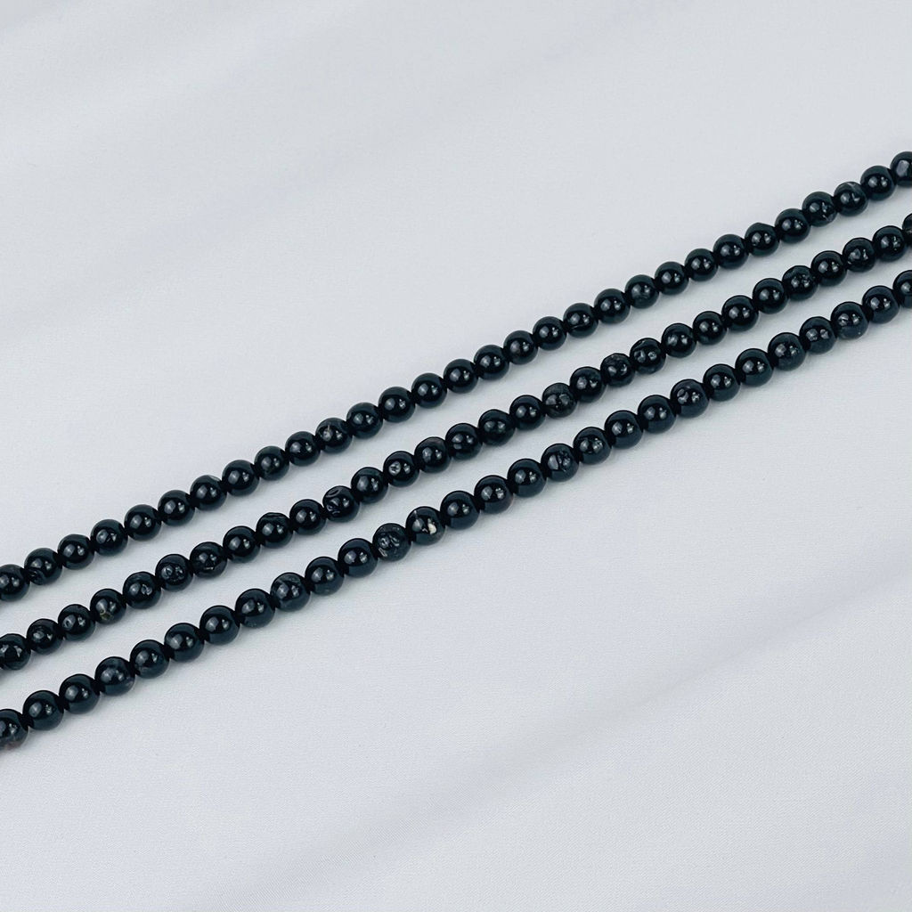 Бусины для украшений из черного Турмалина (Шерл) (62 бусины) 38 см