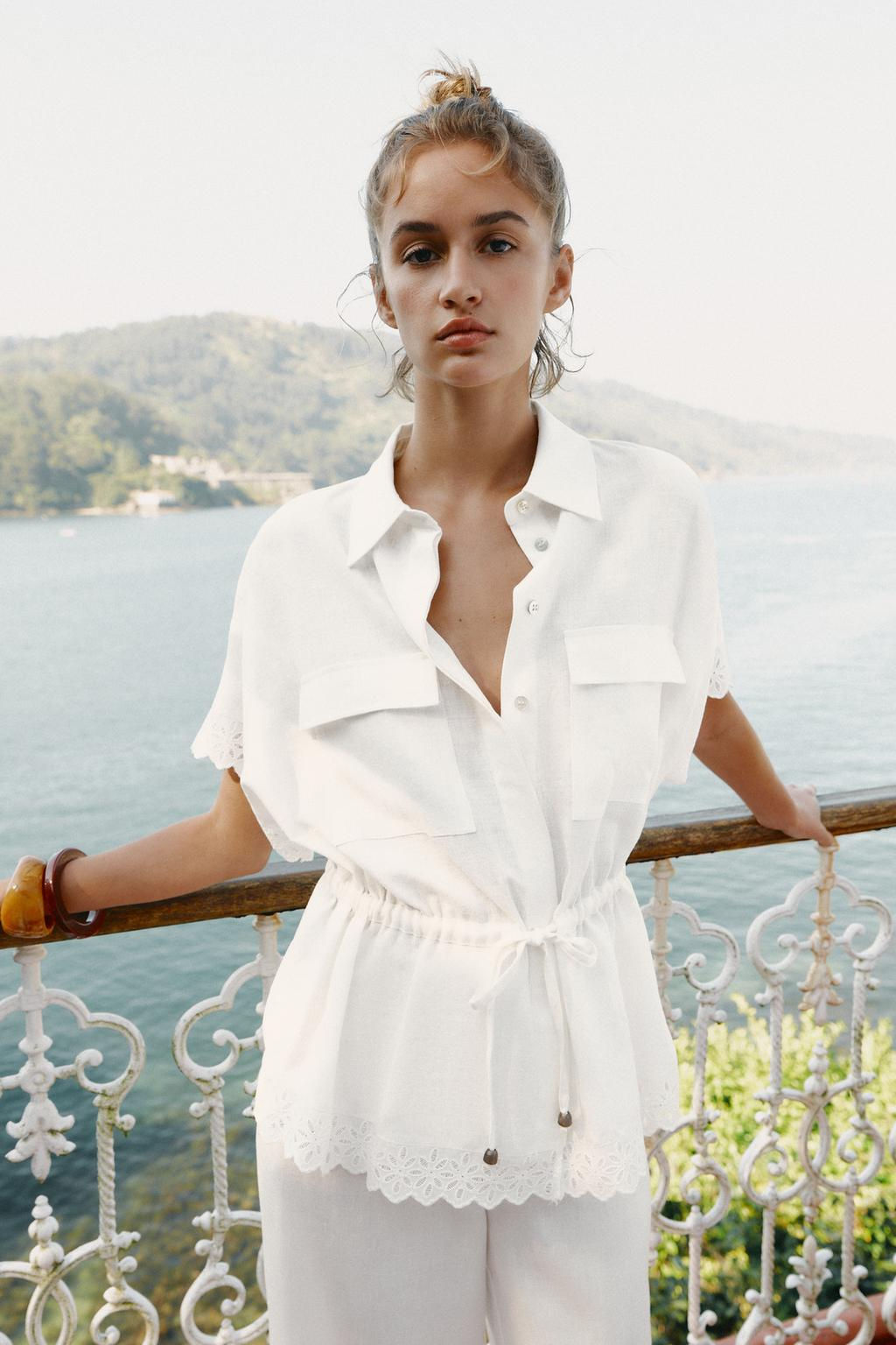 RAMIE SHIRT WITH LACE TRIM - Zara фото 2