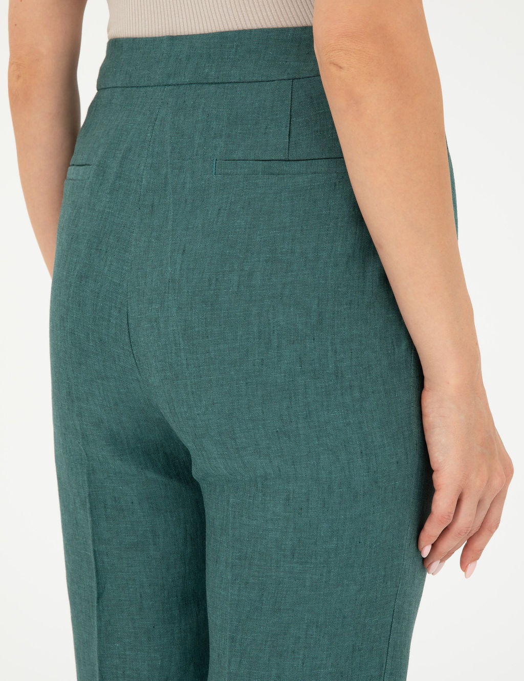 Ye_il Carrot Fit Keten Pantolon