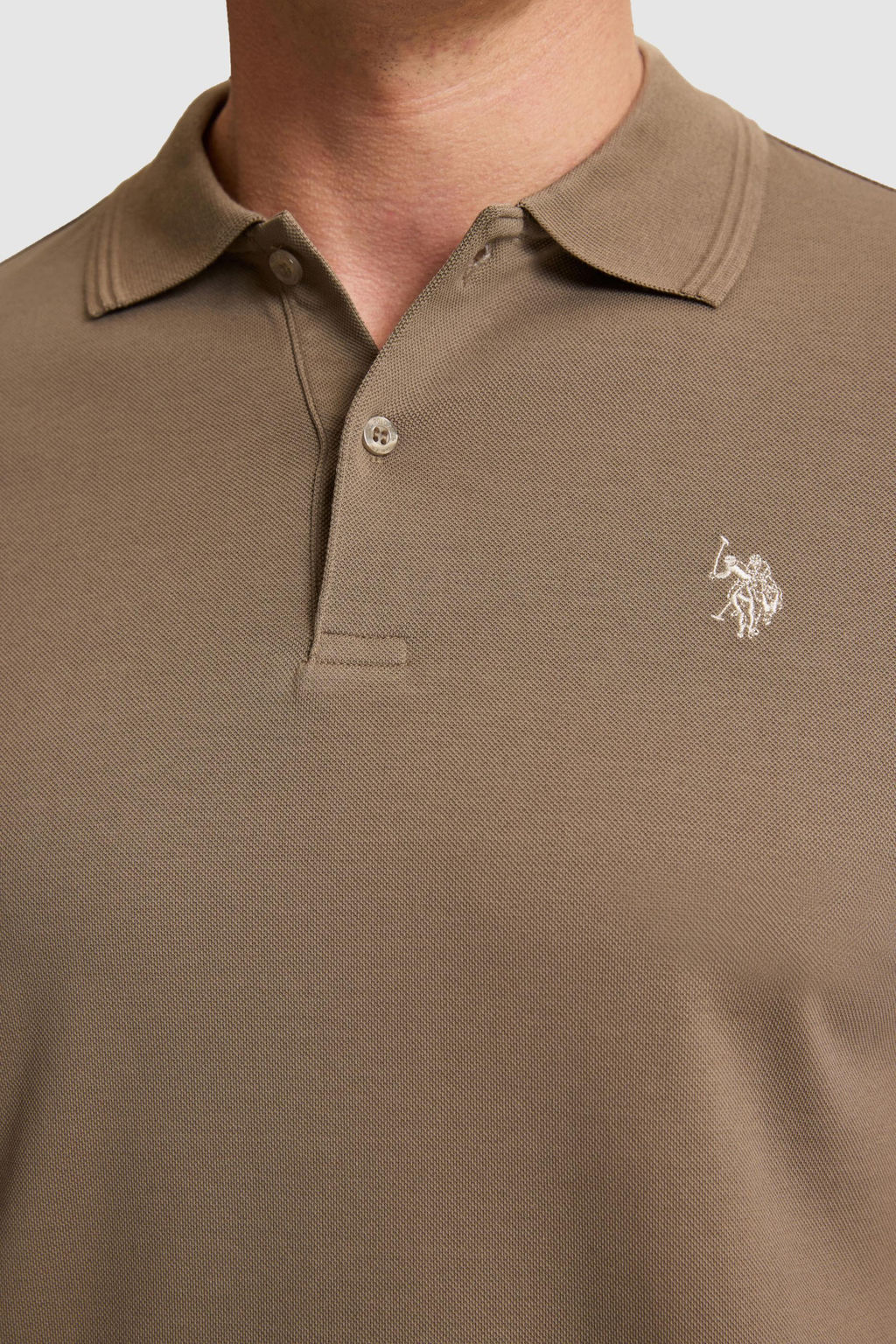 Erkek Haki Regular Fit Polo Yaka Basic Ti__rt