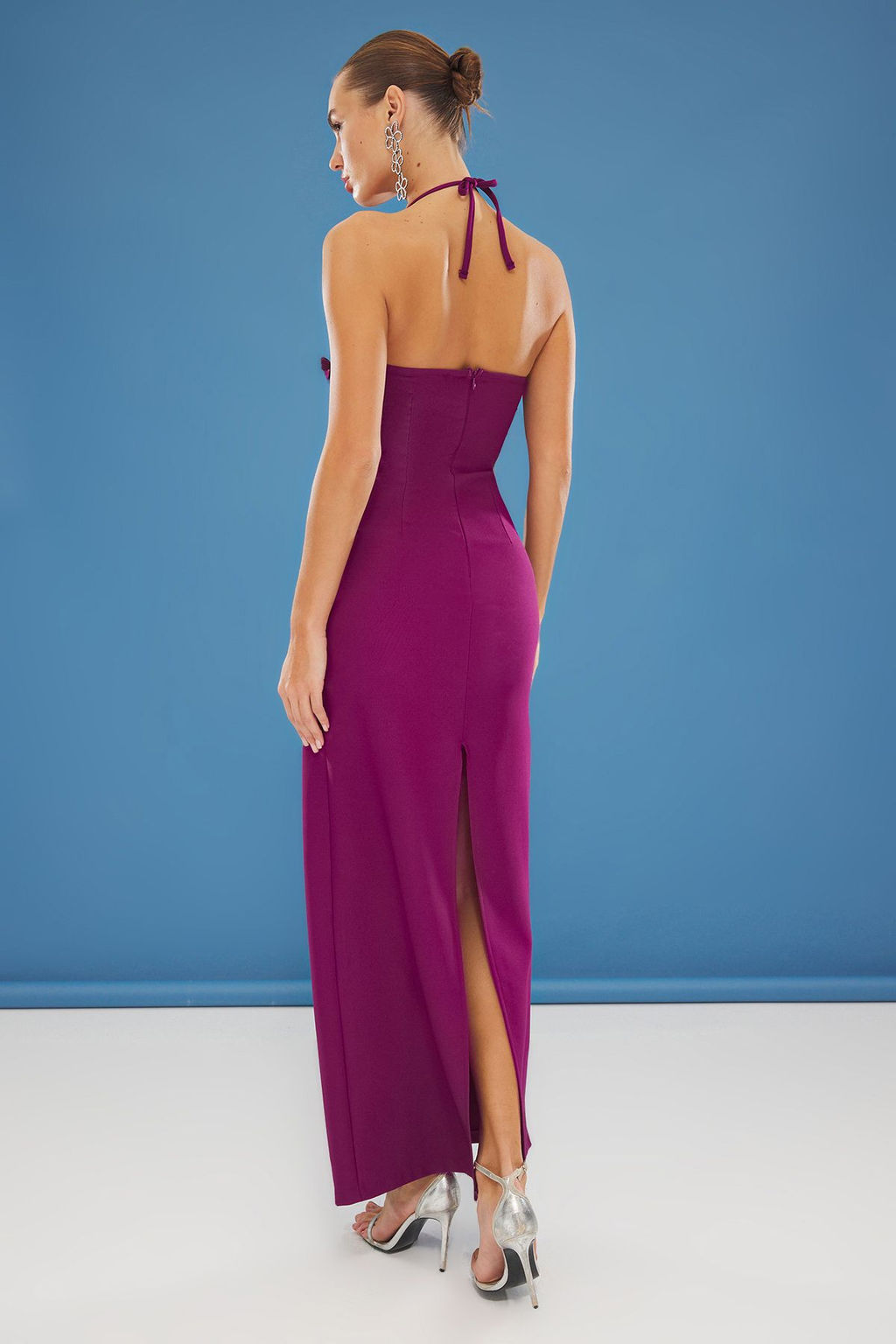 TRENDYOLMILLA Murdum Vucuda Oturan Cicek Aplike Dokuma Maxi Abiye Elbise TPRSS25AE00060 фото 5