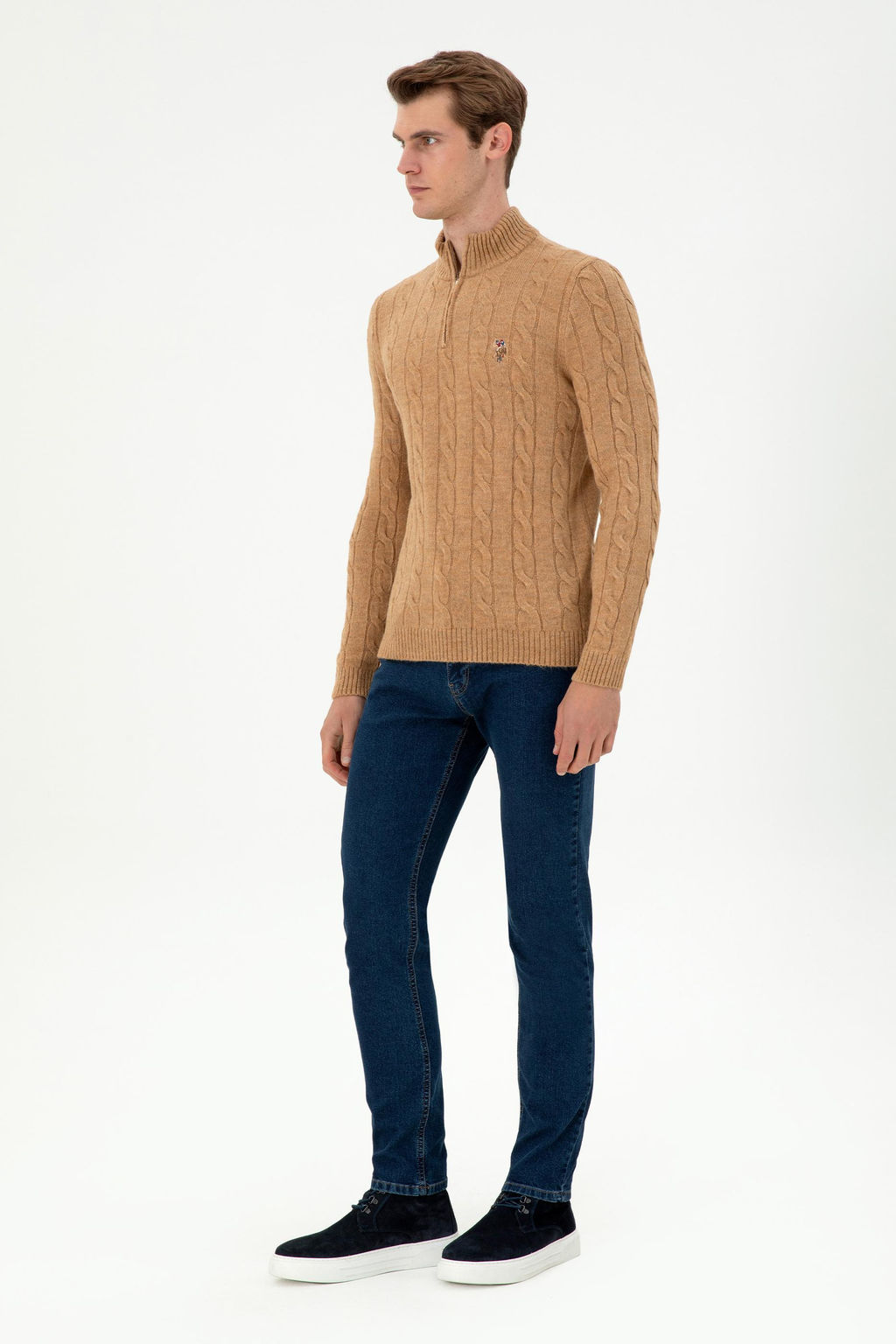 Мужской светло-коричневый меланжевый свитер Неожиданная скидка в корзине - U.s. polo assn фото 4