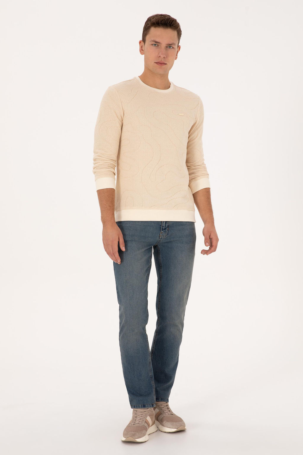 Erkek Krem Sweatshirt