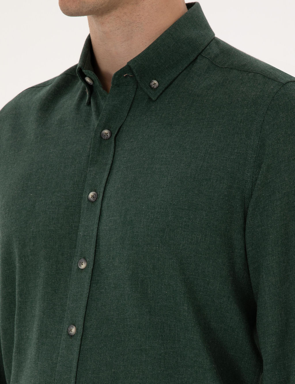 Ye_il Flanel Dokulu Slim Fit Uzun Kollu G_mlek - Pierre cardin фото 7