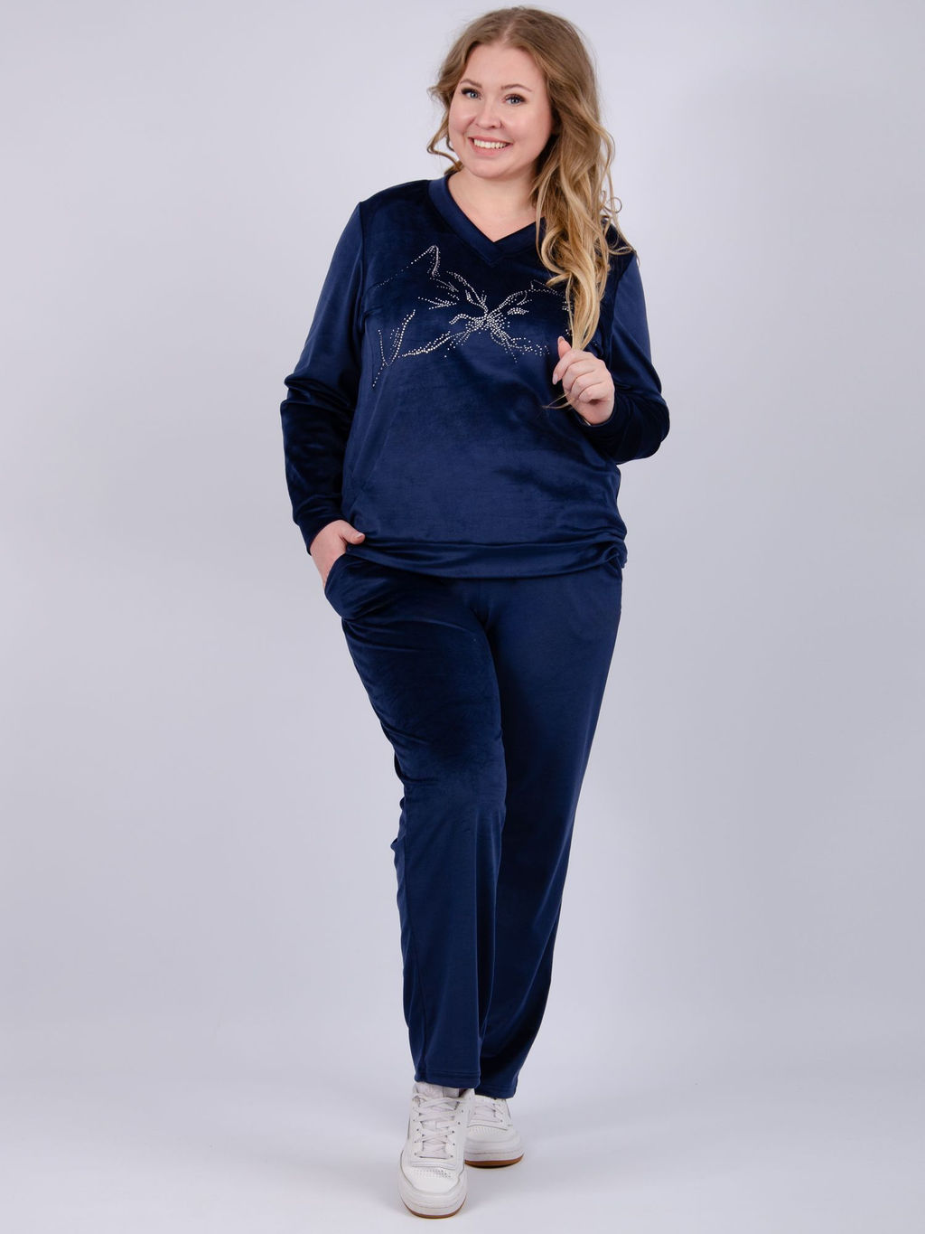 Костюм Велюр 5 тёмно-серый, велюр - Малина фото 44