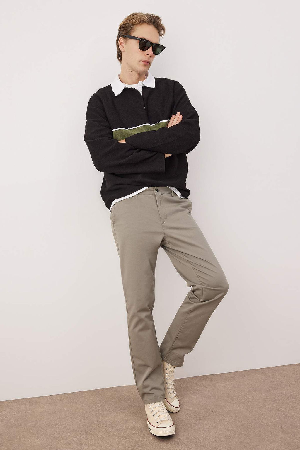 Yesil Erkek Gabardin Dokulu Kumas Pantolon TMNAW26PL00026