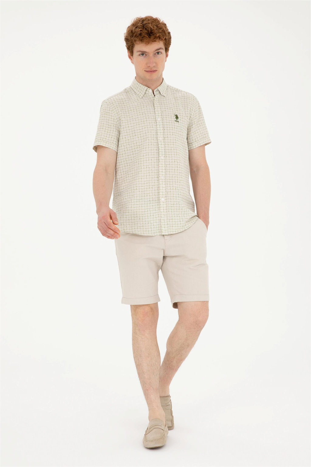 Мужская зеленая рубашка с коротким рукавом Неожиданная скидка в корзине - U.s. polo assn фото 4