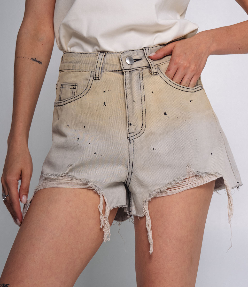 Джинсовые шорты #КТ7309, светло-бежевый