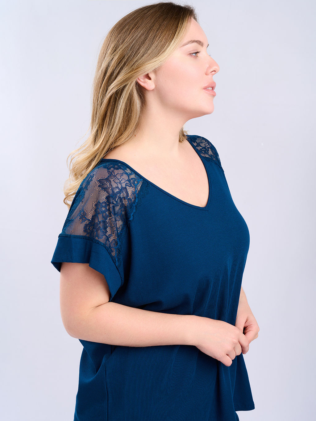 Пижама женская Indefini 5155TBC из вискозы и эластана синяя  фото 4