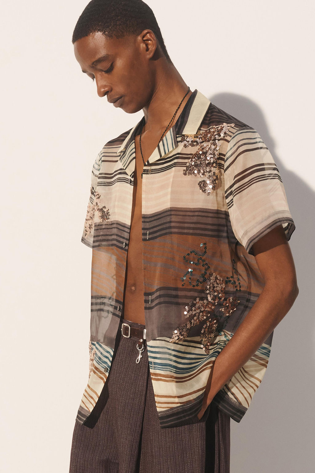 CAMISA ORGANZA 100% SEDA LENTEJUELAS / Verde / Azul - Zara фото 2