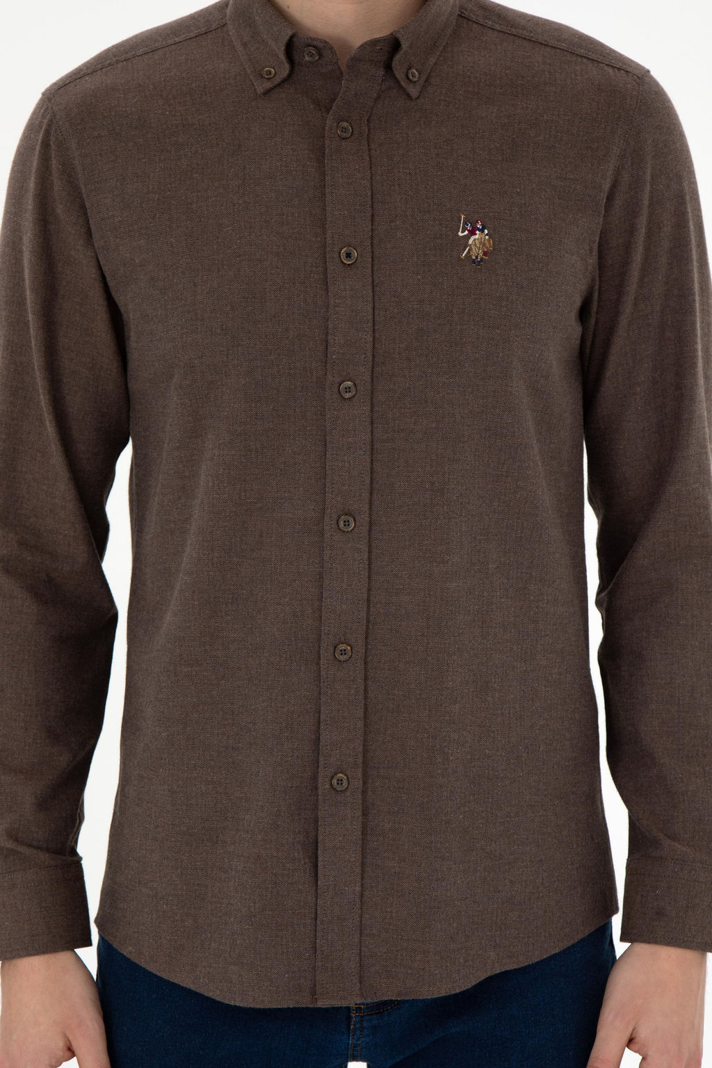 Мужская базовая рубашка кокосового цвета с длинным рукавом Неожиданная скидка в корзине - U.s. polo assn фото 6