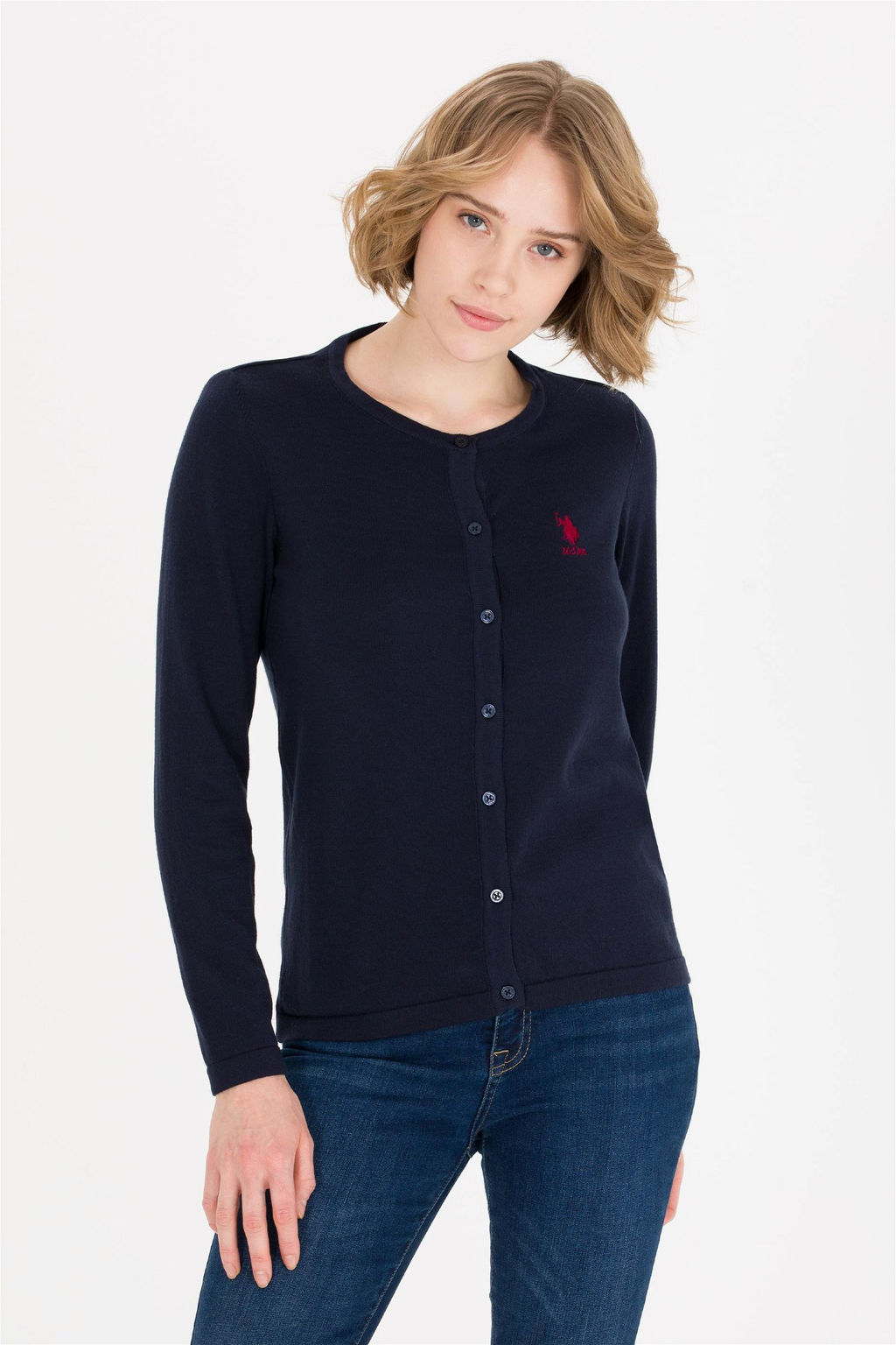 U. S. Polo Assn Женский темно-синий базовый трикотажный кардиган - U.s. polo assn фото 8