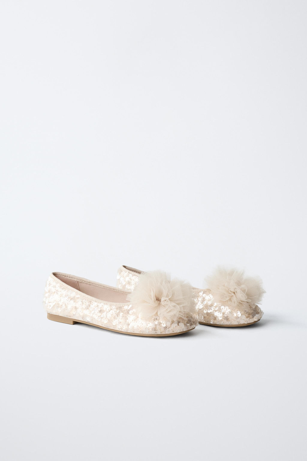 SEQUIN POMPOM BALLET FLATS - Zara фото 2