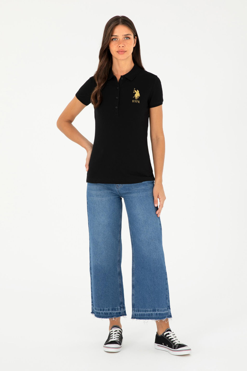 Женская черная базовая футболка - U.s. polo assn фото 4