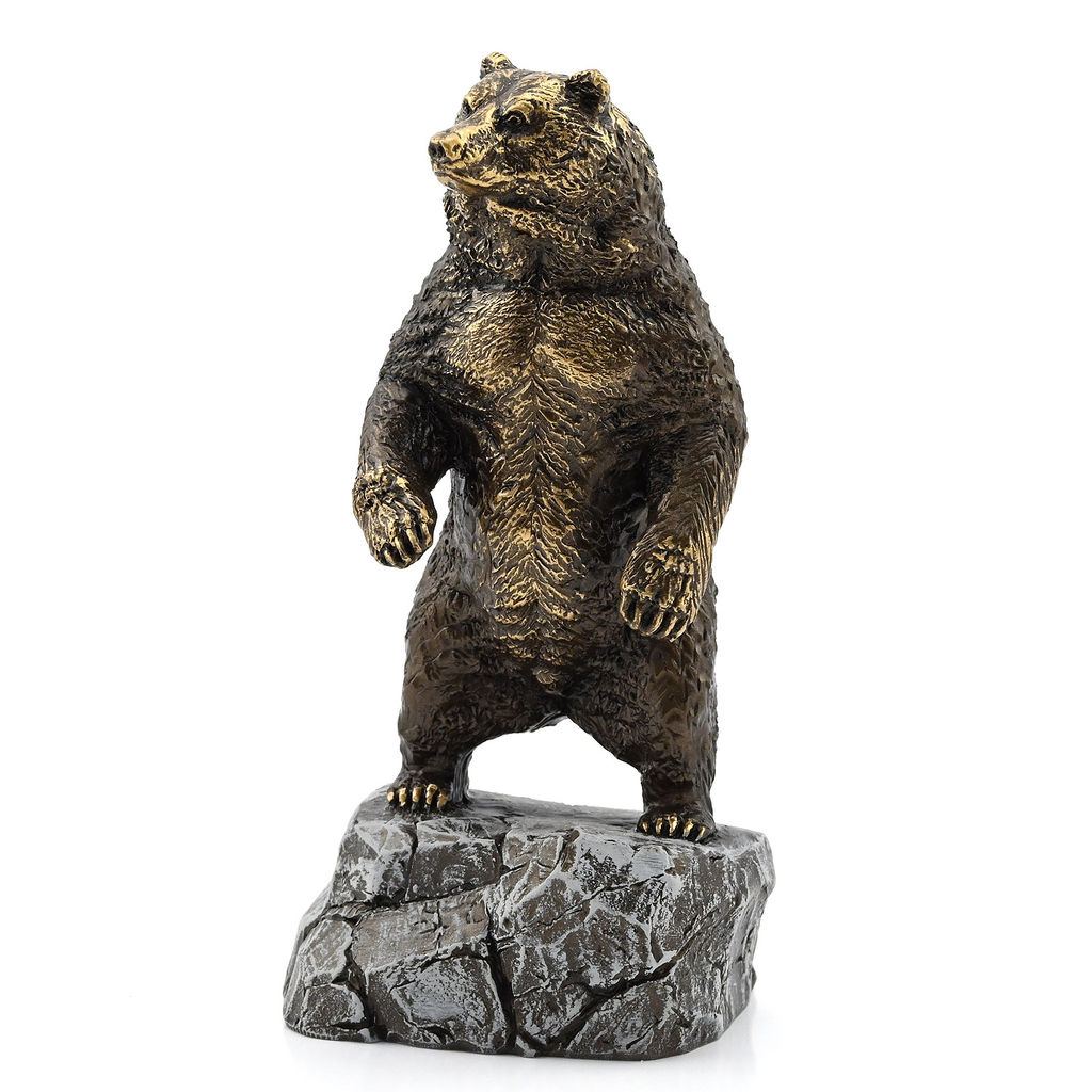 Фигурка из литеевой смолы "Медведь на скале" 73*62*147мм Радуга камня