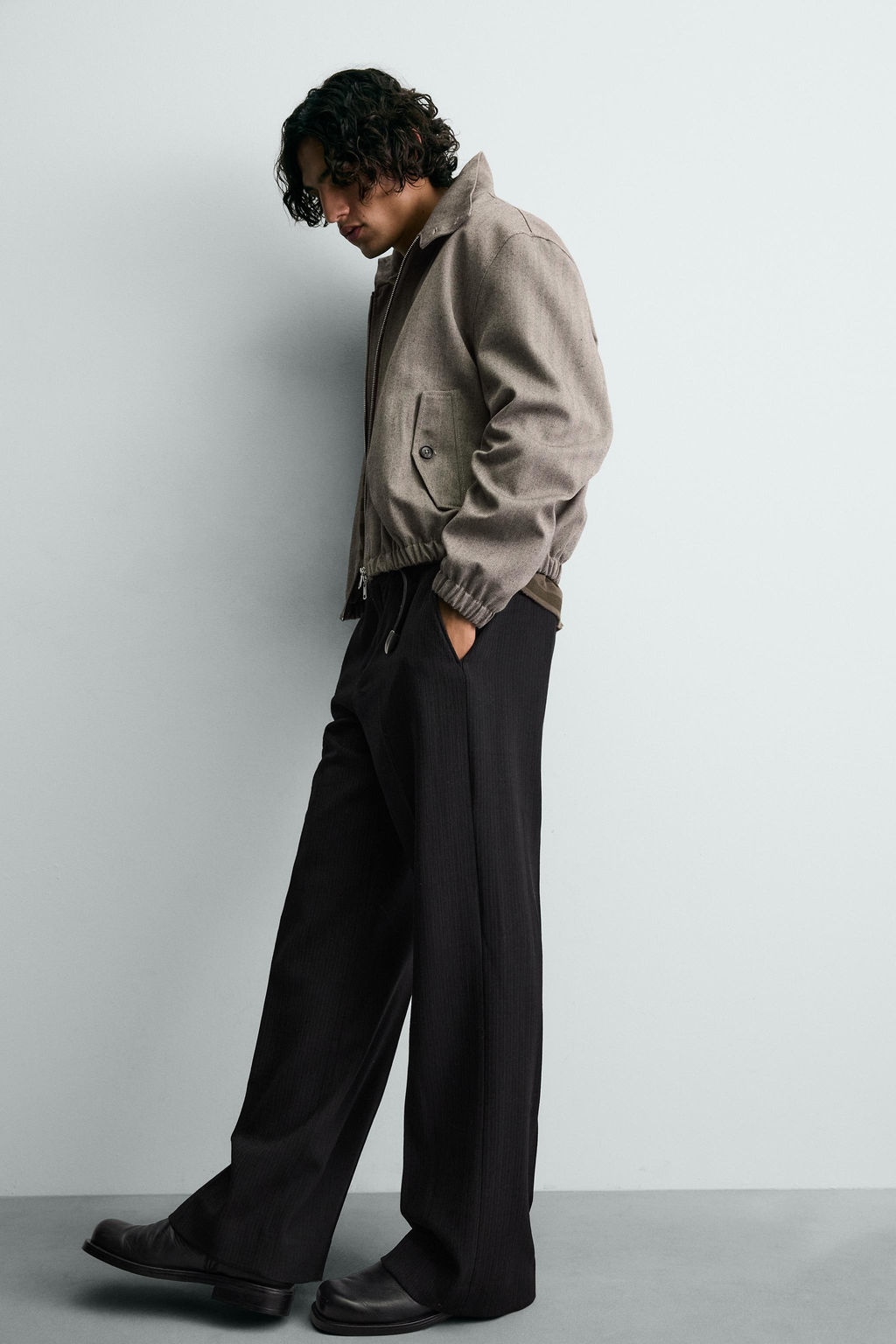 HERRINGBONE TEXTURED CROPPED FIT JACKET - Zara фото 6