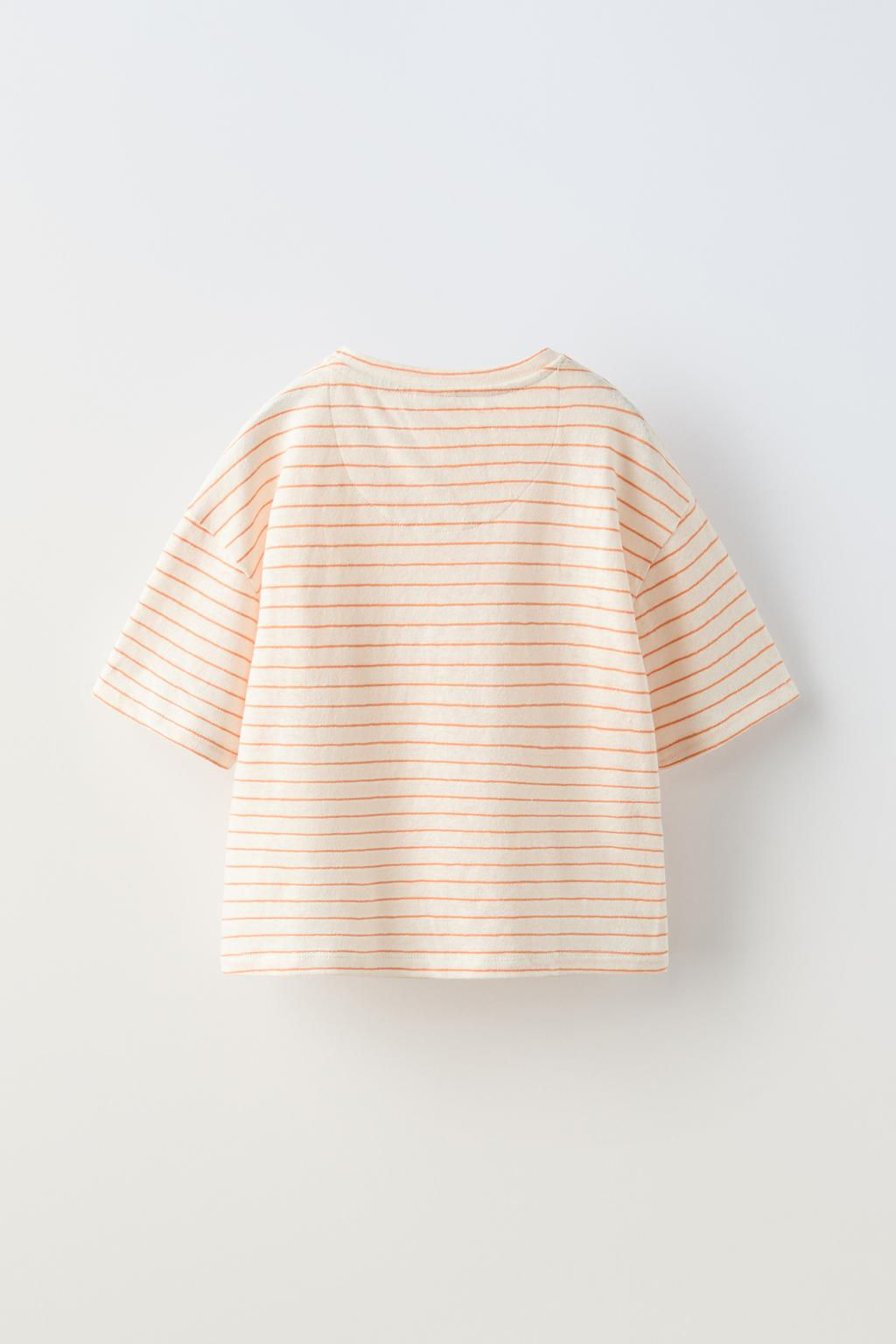 STRIPED COTTON AND LINEN T-SHIRT - Zara фото 3