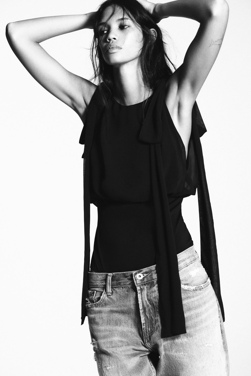COMBINED GEORGETTE BODYSUIT WITH BOWS - Zara фото 6