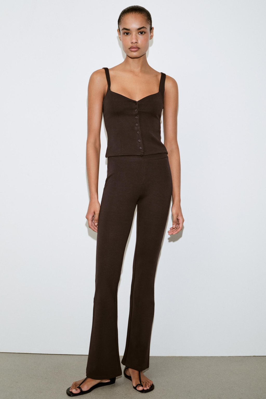 PANTAL?N FLARE INTERLOCK / Marr?n - Zara фото 8