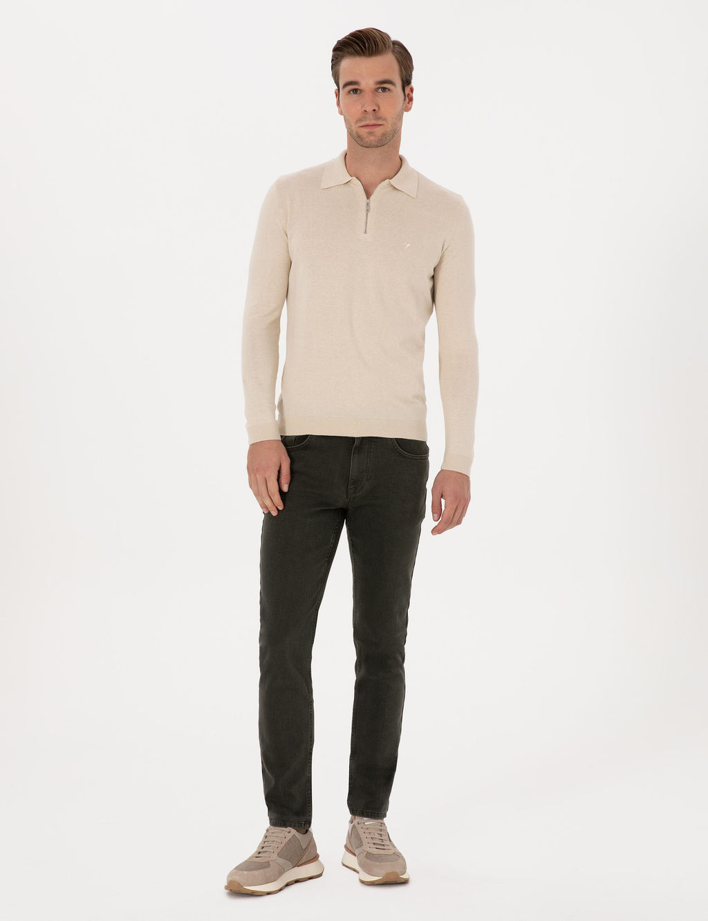 Ye_il Slim Fit Pamuk Kar___ml_ Jean Pantolon