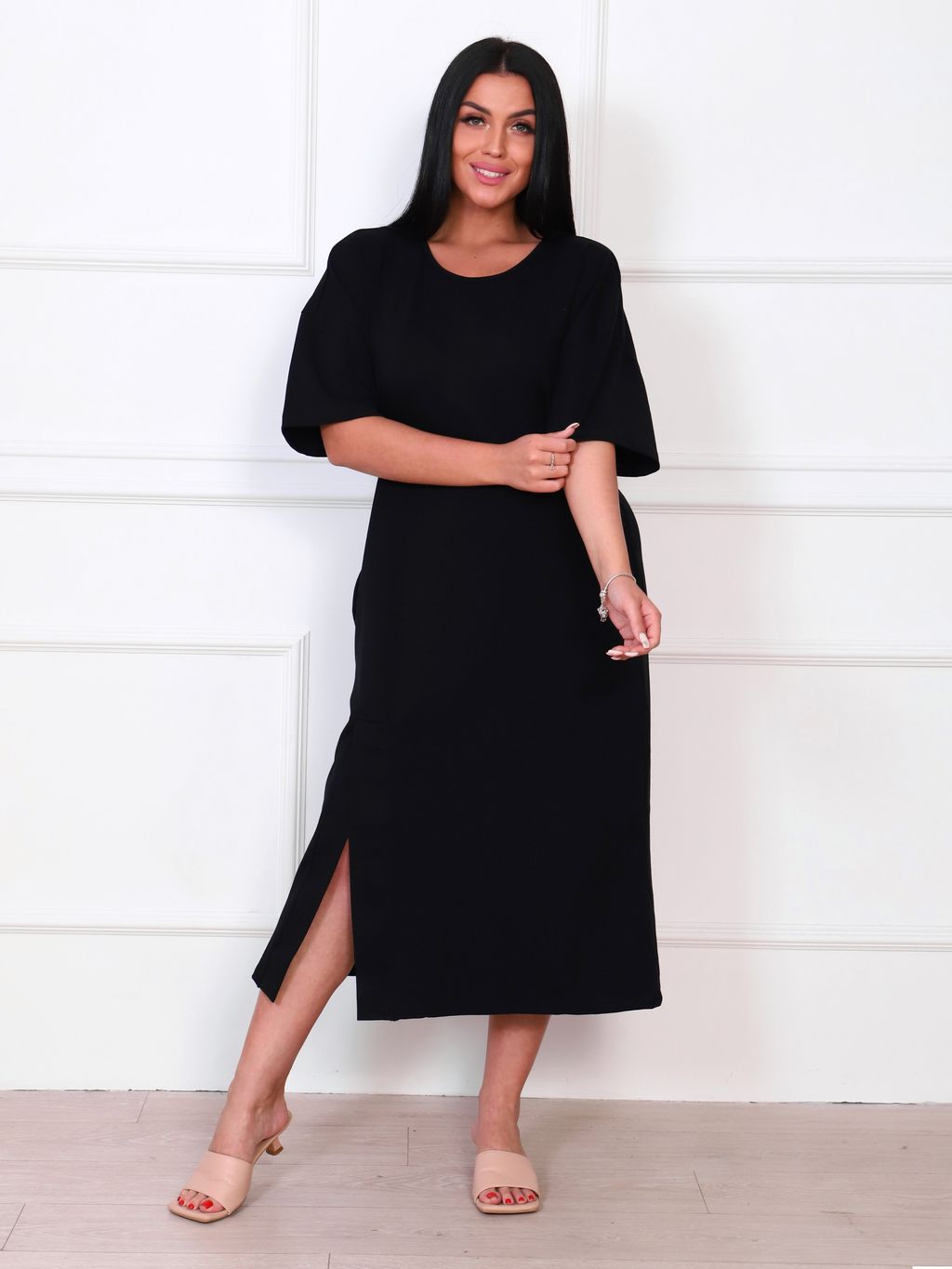 Платье женское кулирка с лайкрой "СТЕЛЛА" ЧЕРНЫЙ