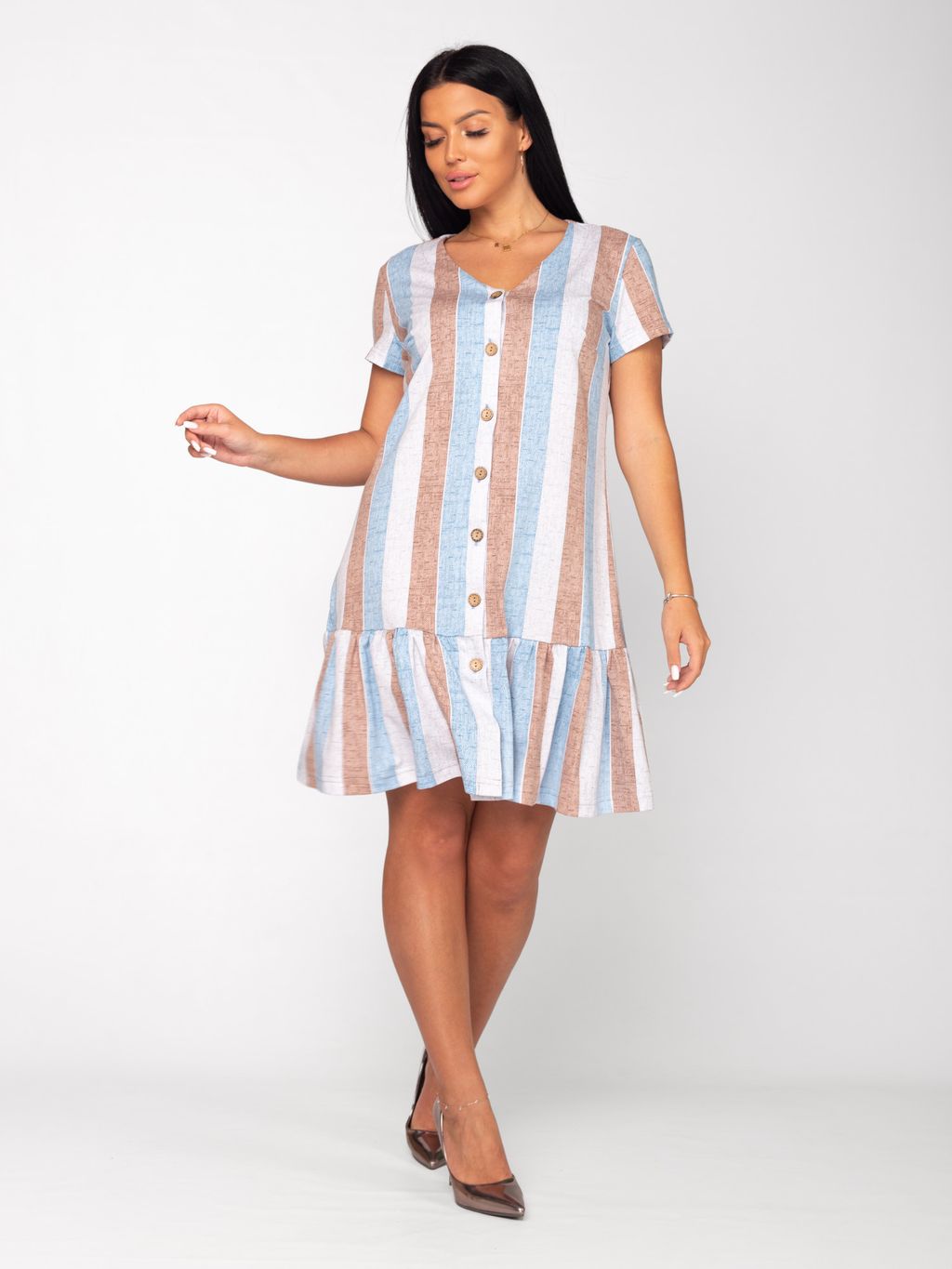 Халат женский кулирка "МАЙЯ" РОГОЖКА ГОЛУБОЙ