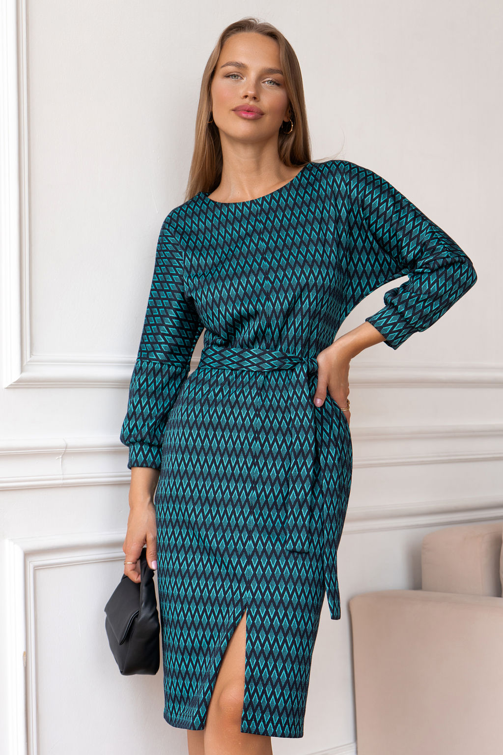 Платье Open Style 5807 черный/бирюза