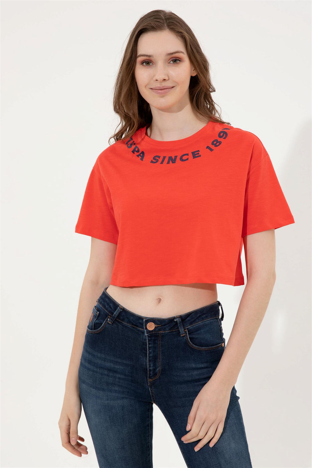 U. S. Polo Assn Женская красная укороченная футболка с круглым вырезом - U.s. polo assn фото 7