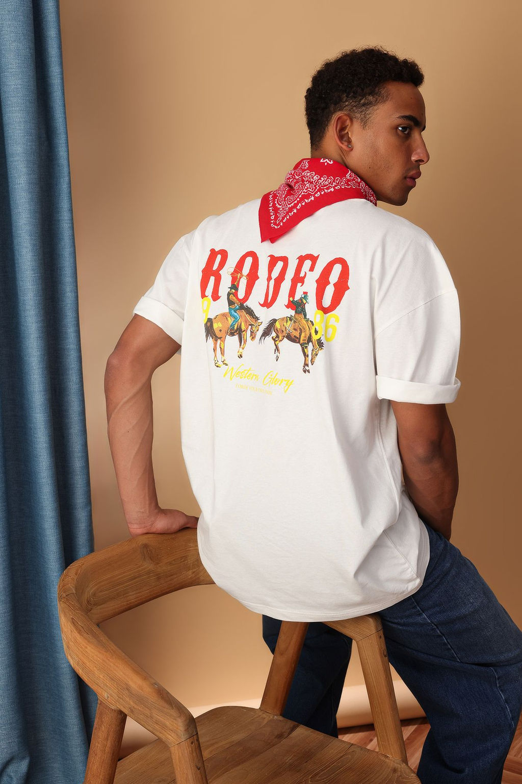 TRENDYOL MAN Siyah Oversize/Genis Kesim Rodeo Bask?l? T-Shirt TMNSS25TS00135 - Trendyolmilla фото 2