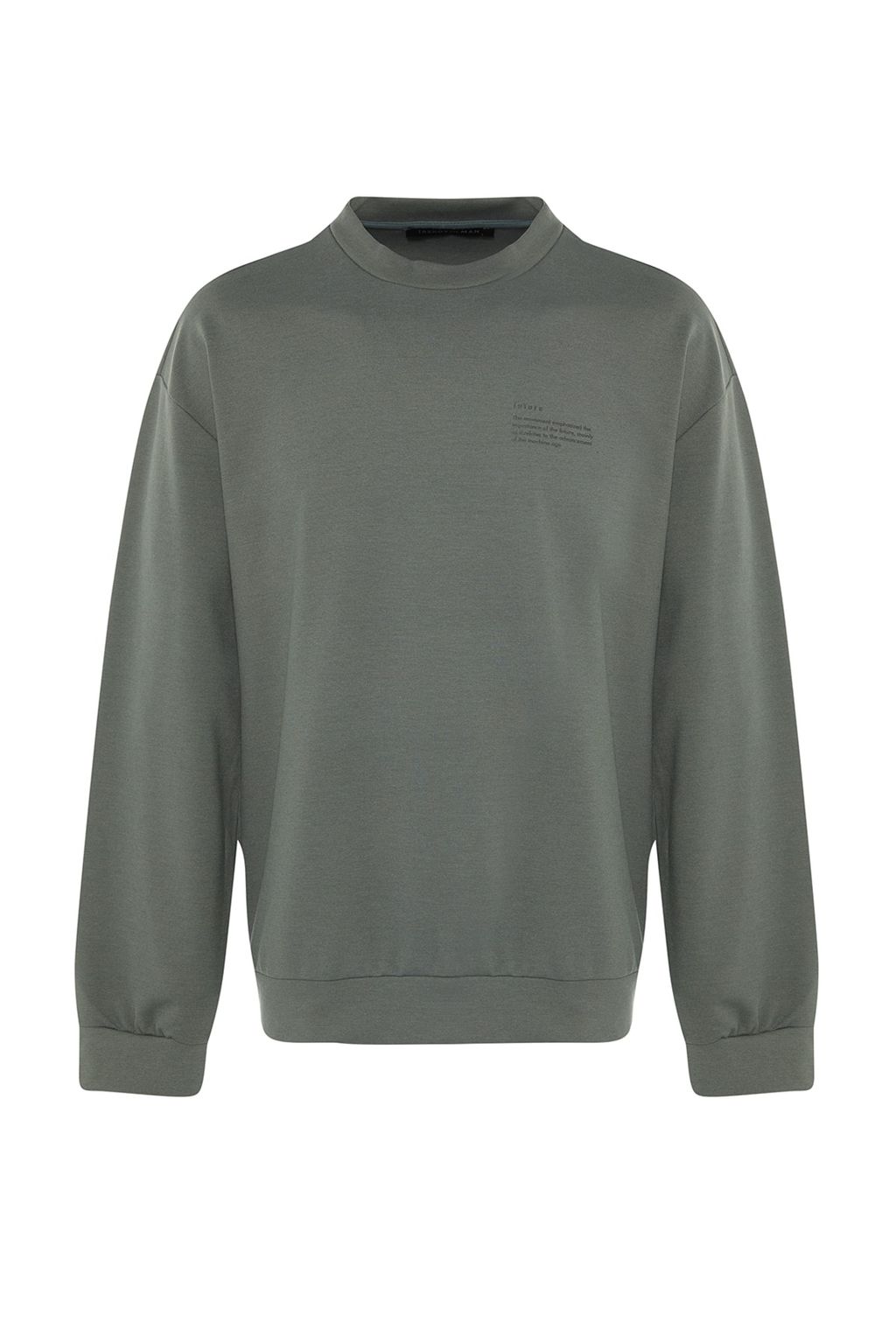 TRENDYOL MAN Mint Bisiklet Yaka Oversize/Genis Kesim Fit Minimal Yaz? Bask?l? Sweatshirt TMNAW23SW00237 - Trendyolmilla фото 11