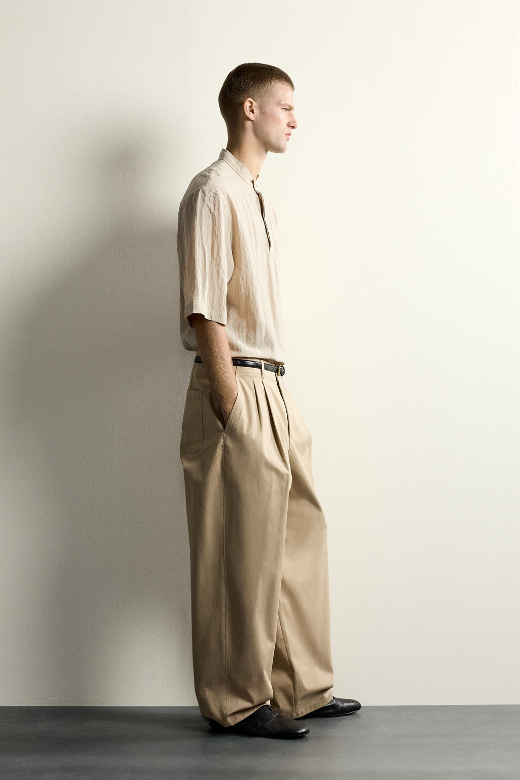 CAMISA POLO FLUIDA / Beige - Zara фото 4
