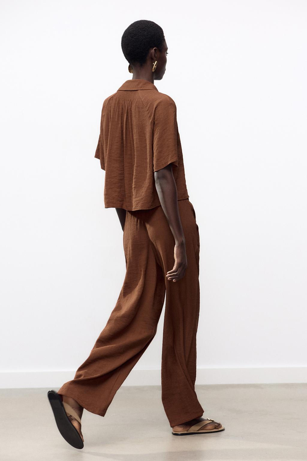 WIDE-LEG TROUSERS WITH ELASTIC WAISTBAND - Zara фото 9