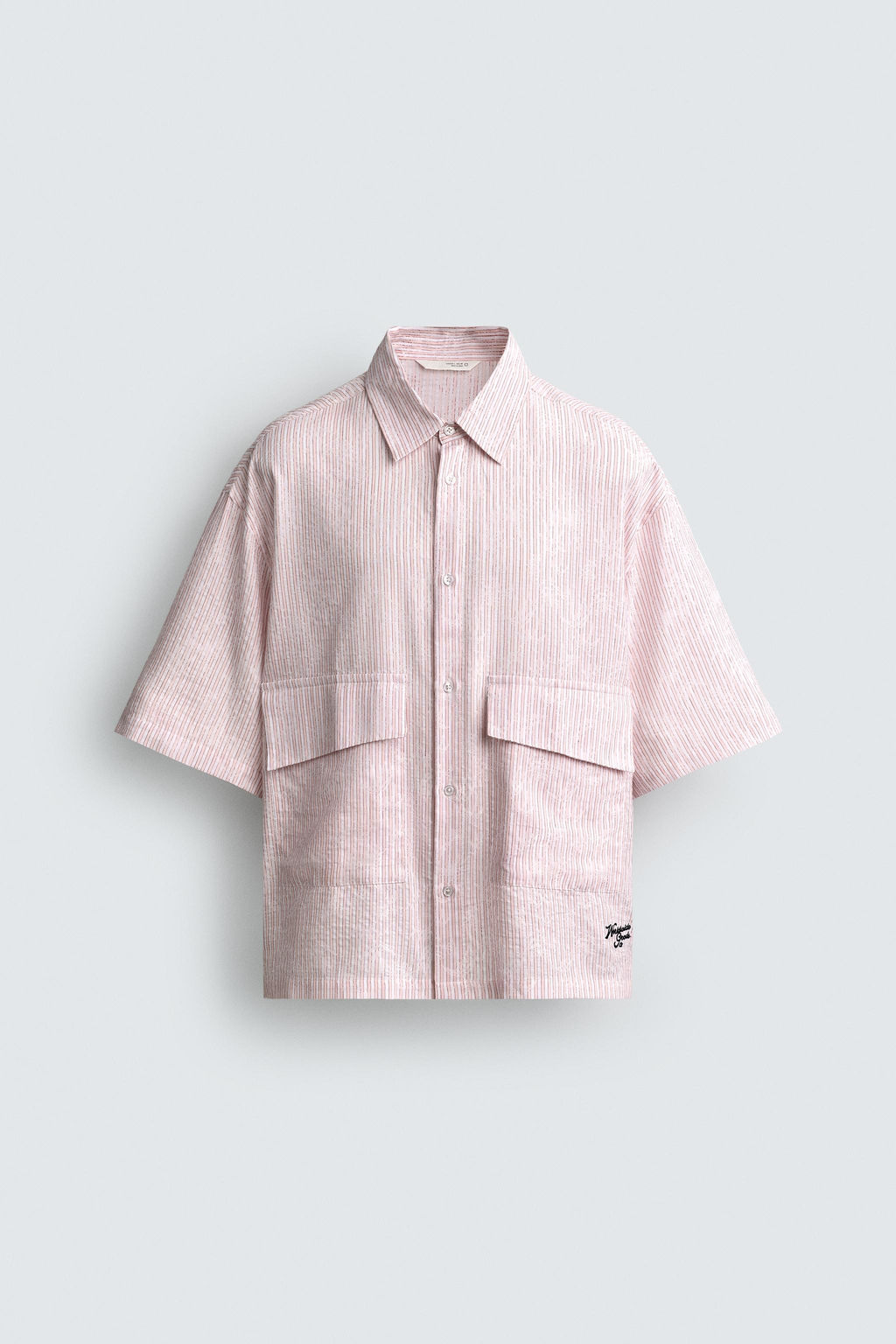 CAMISA JACQUARD RELIEVE RAYAS / Rosa palo - Zara фото 7