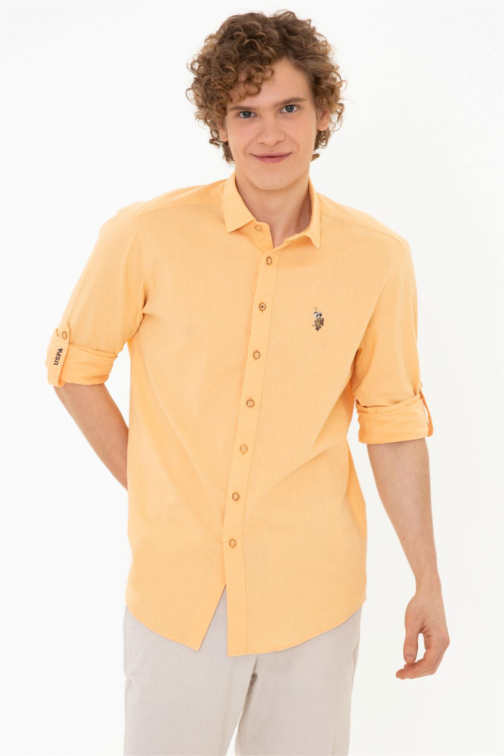 -50% Рубашка мужская оранжевая Uzunkol Basic - U.s. polo assn фото 10