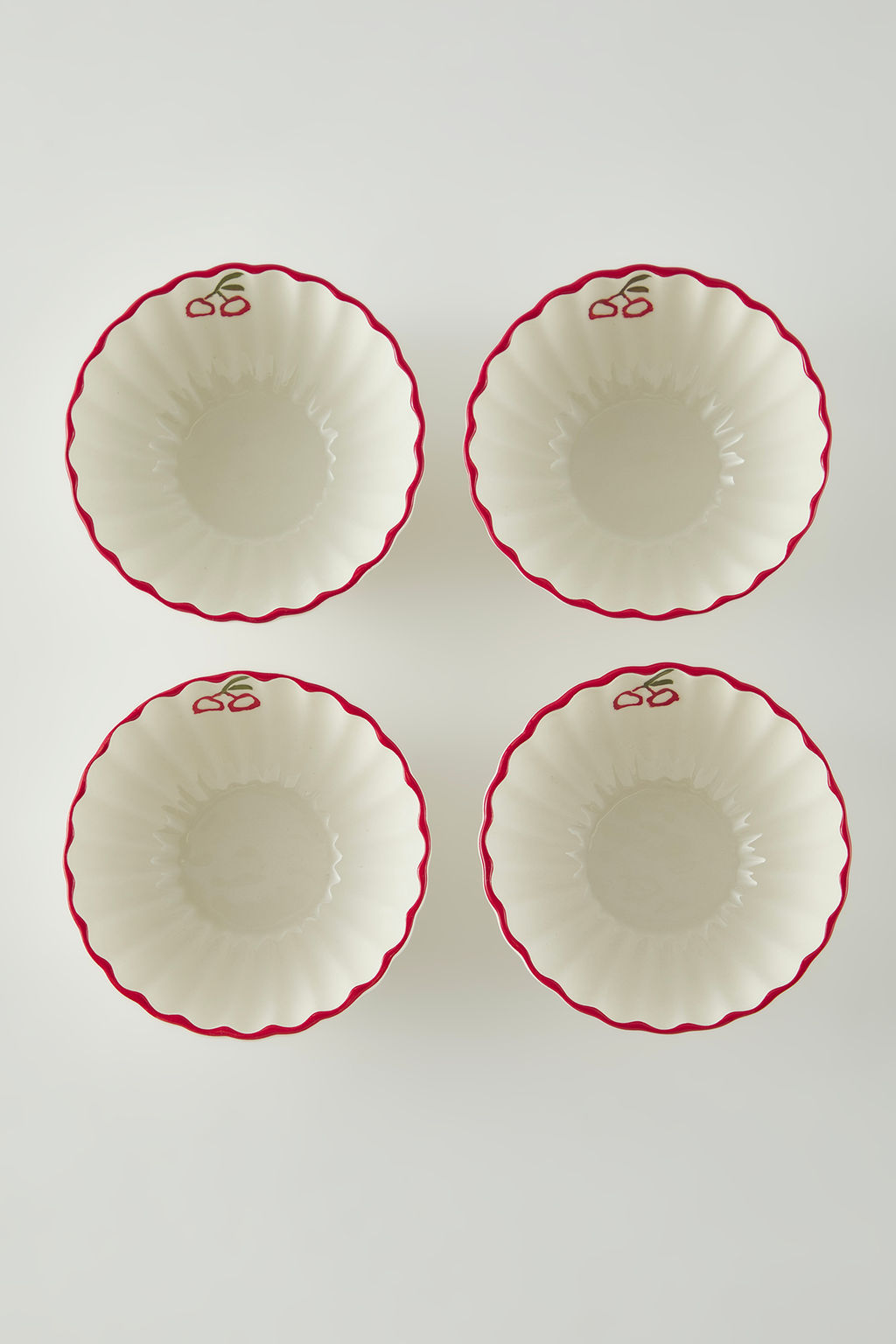 Trendyolmilla Home 4lu Seramik Kiraz Bask?l? 16*7 cm Kase Seti TPHSS25TBK00017 фото 2