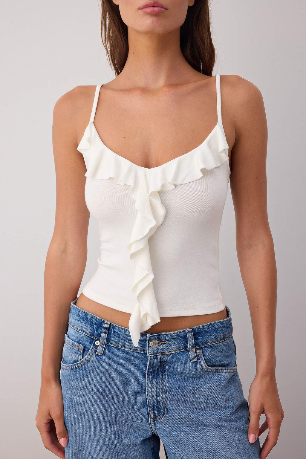 Ekru Ask?l? F?rf?rl? Fitted/Vucuda Oturan Orme Bluz TWOSS25BZ00601 - Trendyolmilla фото 3